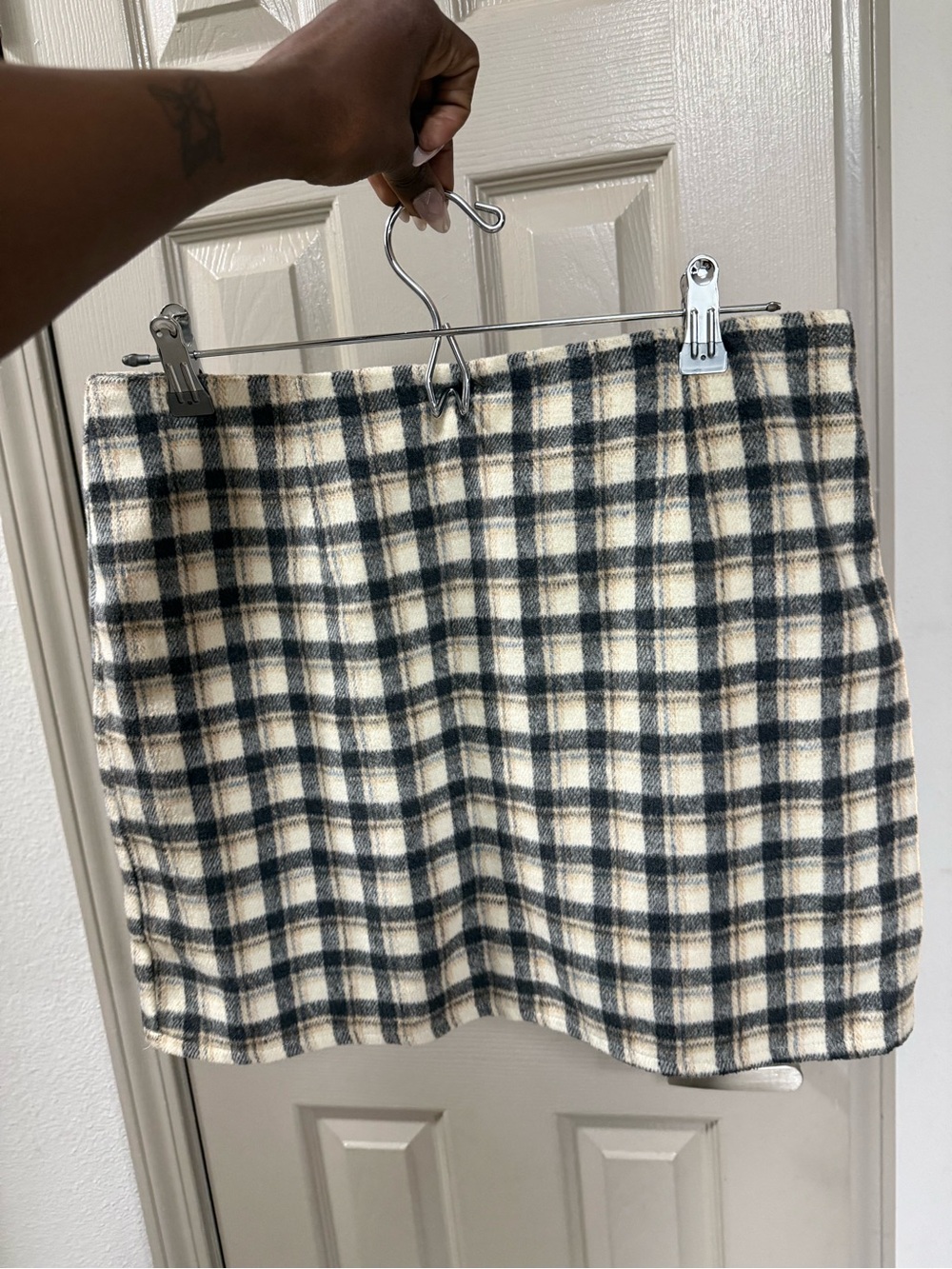Windsor Cream and Black Plaid Mini Skirt